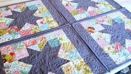 Scrappy Stars Placemats Pattern - PDF Quilting Pattern - Placemats Pattern - Ready to Download